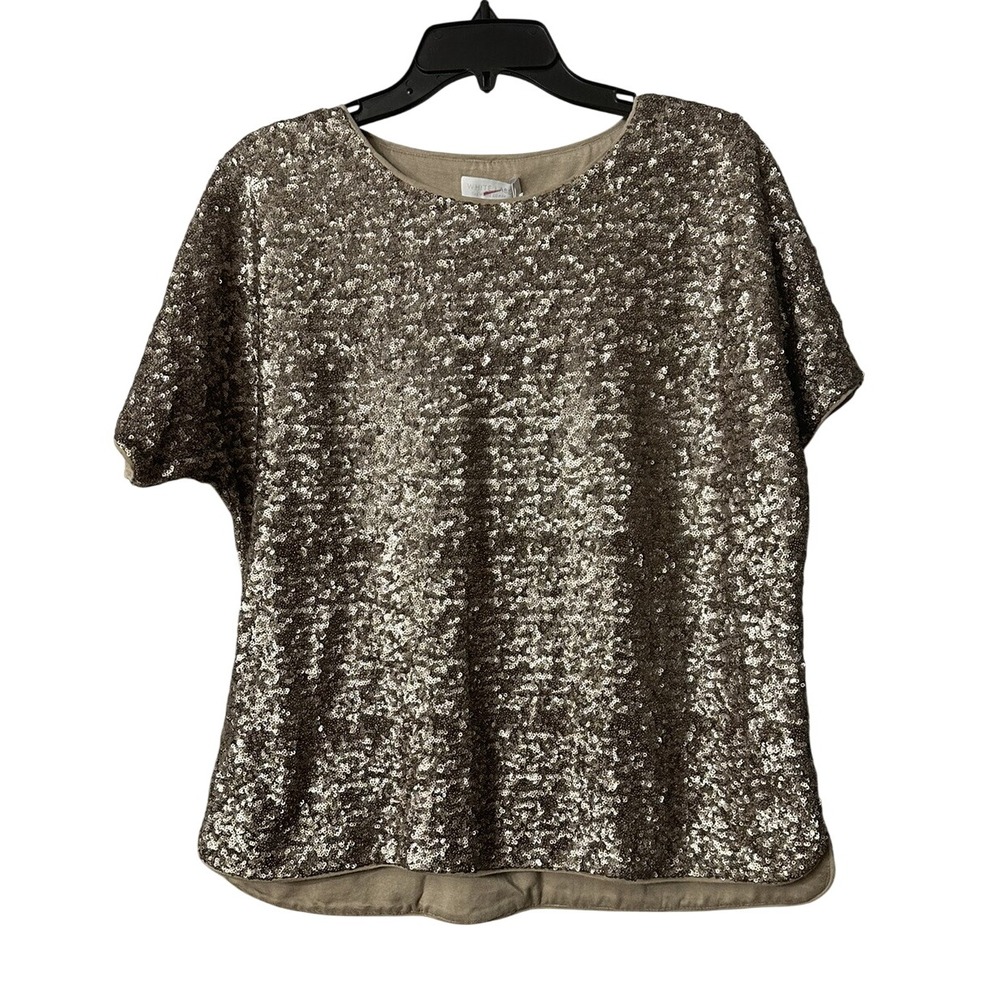 NWT White Label The White Company Womens Stretch Sequin Short Sleeve Top Size 10